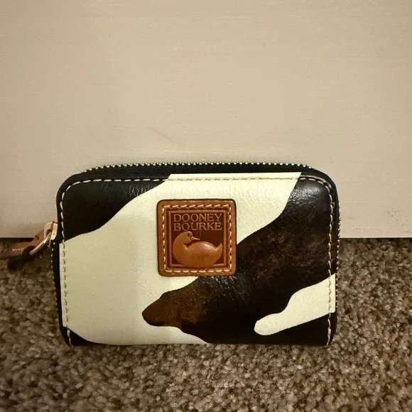 Dooney & Bourke Black and White Cowhide Wallet - Picture 1 of 5